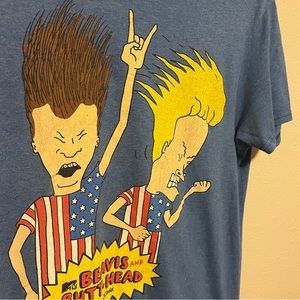 Beavis and Butthead MTV Show Graphic Tee Staining Lightweight Mens Small